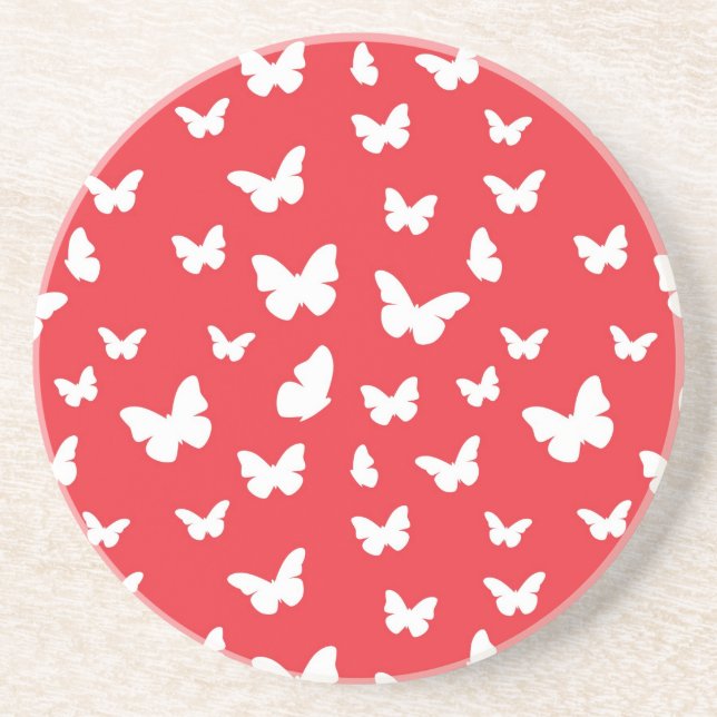 Butterfly pattern sandstone coaster (Front)