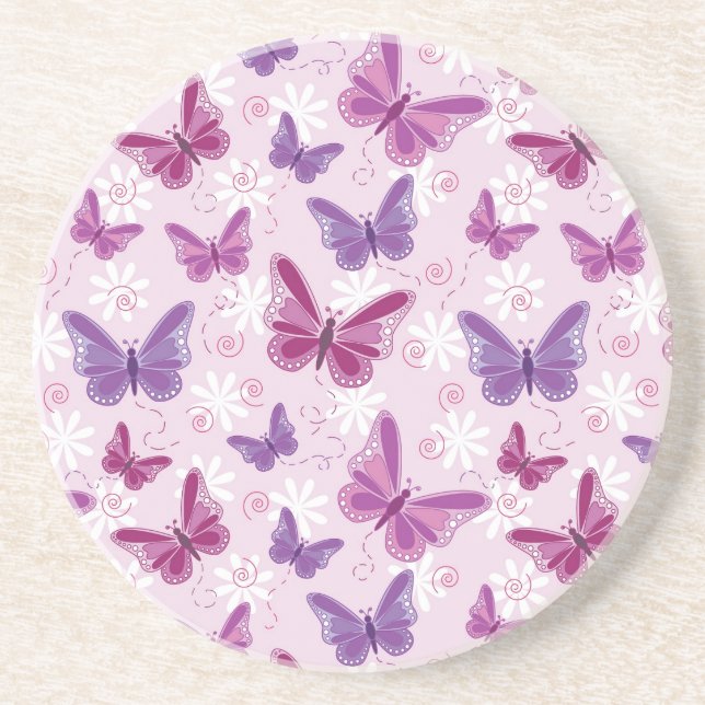 butterfly pattern sandstone coaster (Front)