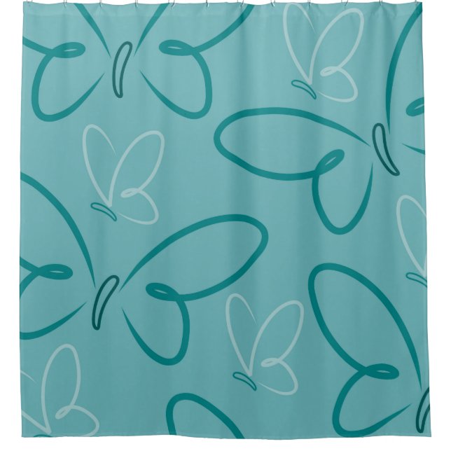 Butterfly pattern shower curtain (Front)