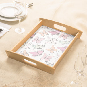 Butterfly Pattern soft colors Serving Tray