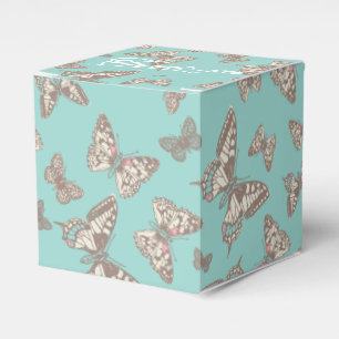 Butterfly pattern teal thank you wedding favor box