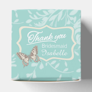 Butterfly pattern teal thank you wedding favor box