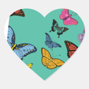 Butterfly pattern texture heart sticker