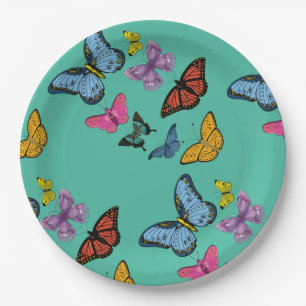 Butterfly pattern texture paper plates
