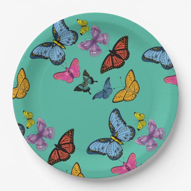 Butterfly pattern texture paper plates (Front)