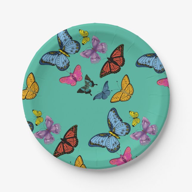Butterfly pattern texture paper plates (Front)