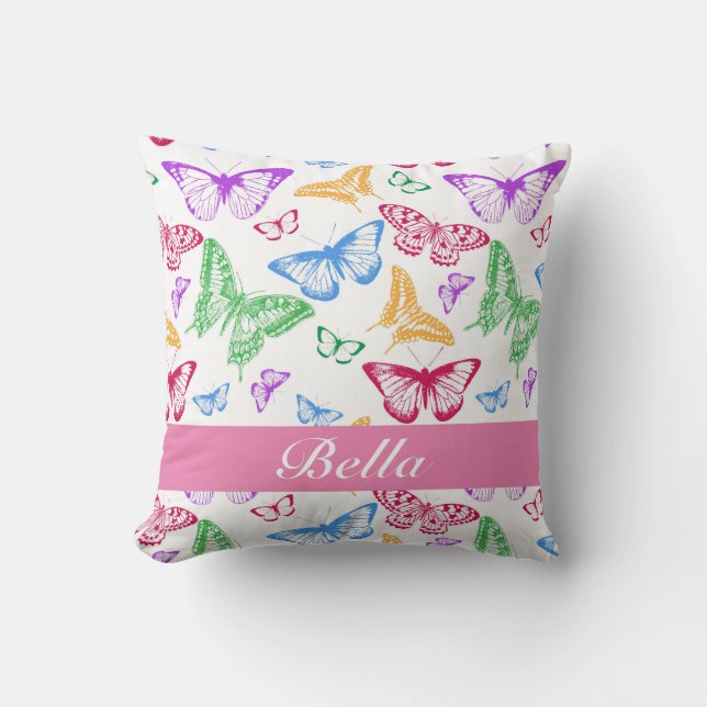 Butterfly Pattern Throw Pillow (Front)