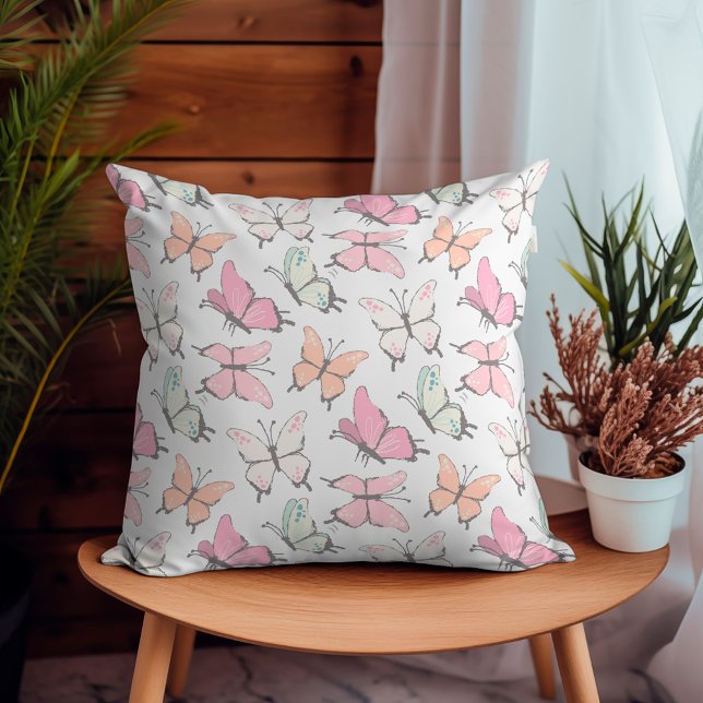 Butterfly Pattern Throw Pillow (throw pillow with butterfly pattern)