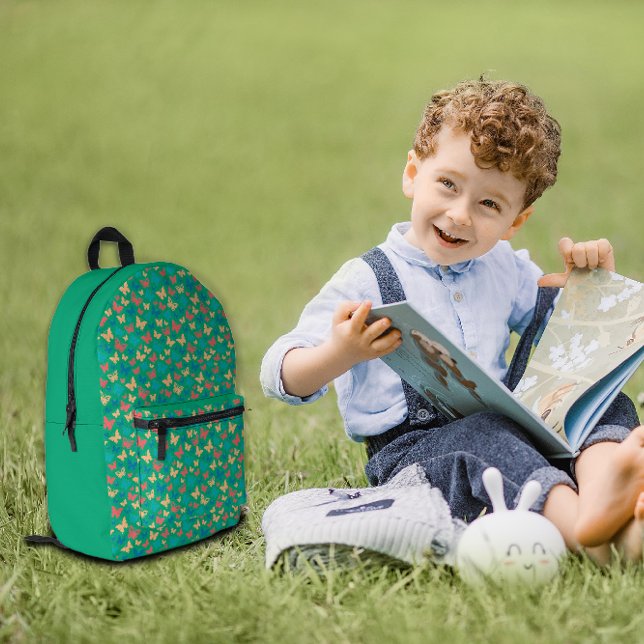 Butterfly pattern turquoise purple green printed backpack (Creator Uploaded)