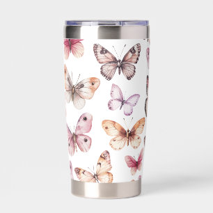 Butterfly Pattern Watercolor Elegant Pretty Gift Insulated Tumbler