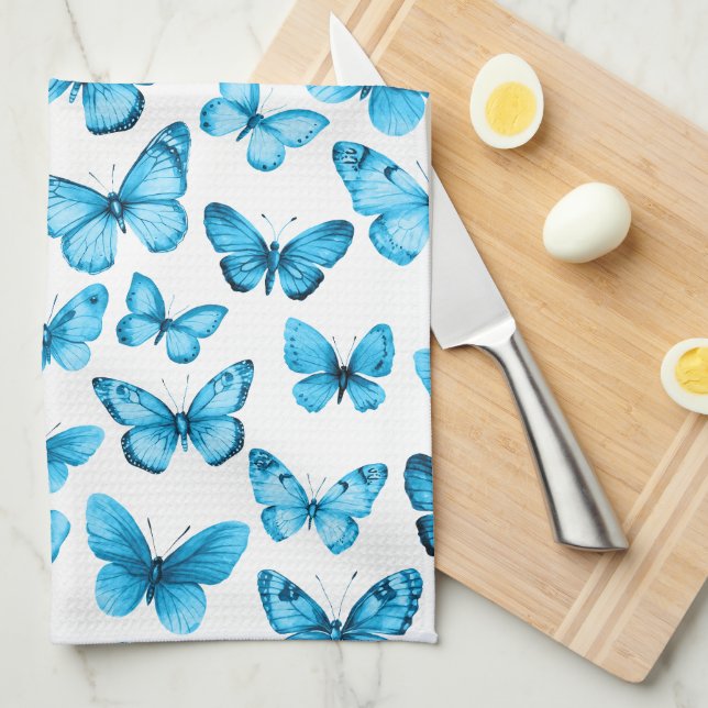 Butterfly Pattern Watercolor Elegant Pretty Gift Kitchen Towel (Quarter Fold)