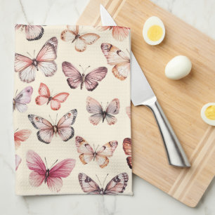 Butterfly Pattern Watercolor Elegant Pretty Gift Kitchen Towel