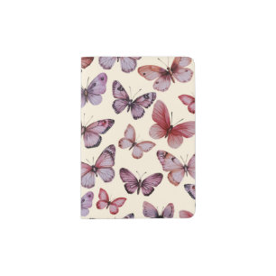 Butterfly Pattern Watercolor Elegant Pretty Moths Passport Holder