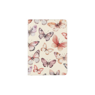 Butterfly Pattern Watercolor Elegant Pretty Moths Passport Holder
