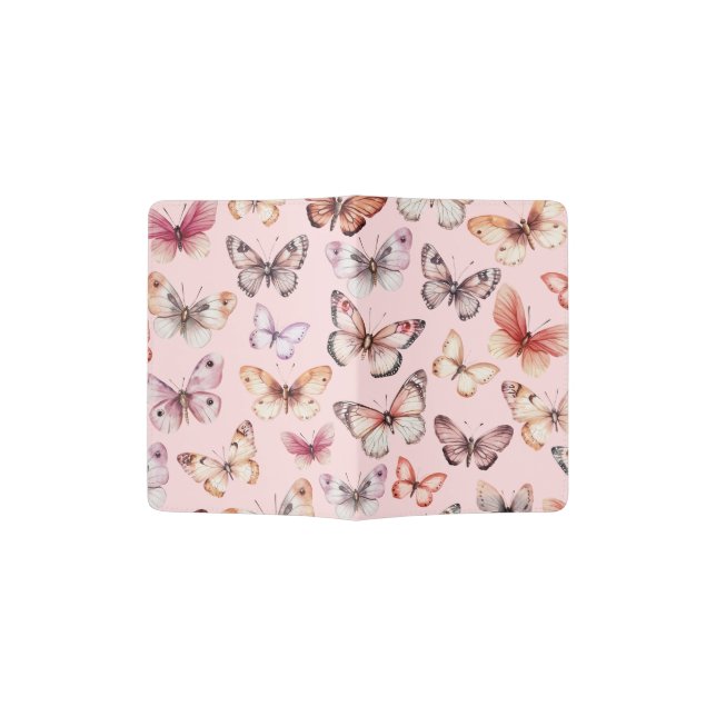 Butterfly Pattern Watercolor Elegant Pretty Moths Passport Holder (Opened)