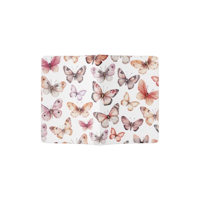 Butterfly Pattern Watercolor Elegant Pretty Moths Passport Holder (Opened)
