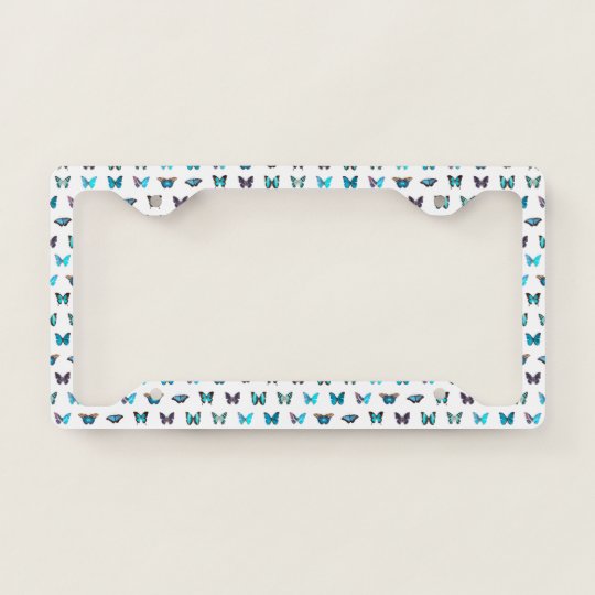 Butterfly Pattern (White) License Plate Frame
