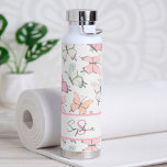 Butterfly Pattern with Name and Monogram Water Bottle<br><div class="desc">Cute feminin Butterfly Pattern in soft colors. Personalized water bottle with name and monogram.</div>