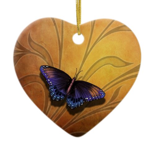 Butterfly Pause V2  Heart Ornament
