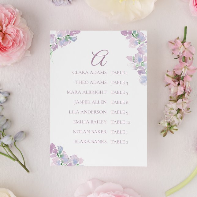 Butterfly Pea Flower Wedding Seating Chart Card (Creator Uploaded)