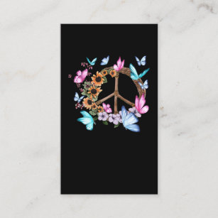 Butterfly Peace Sign Flowers Colorful Butterflies Business Card