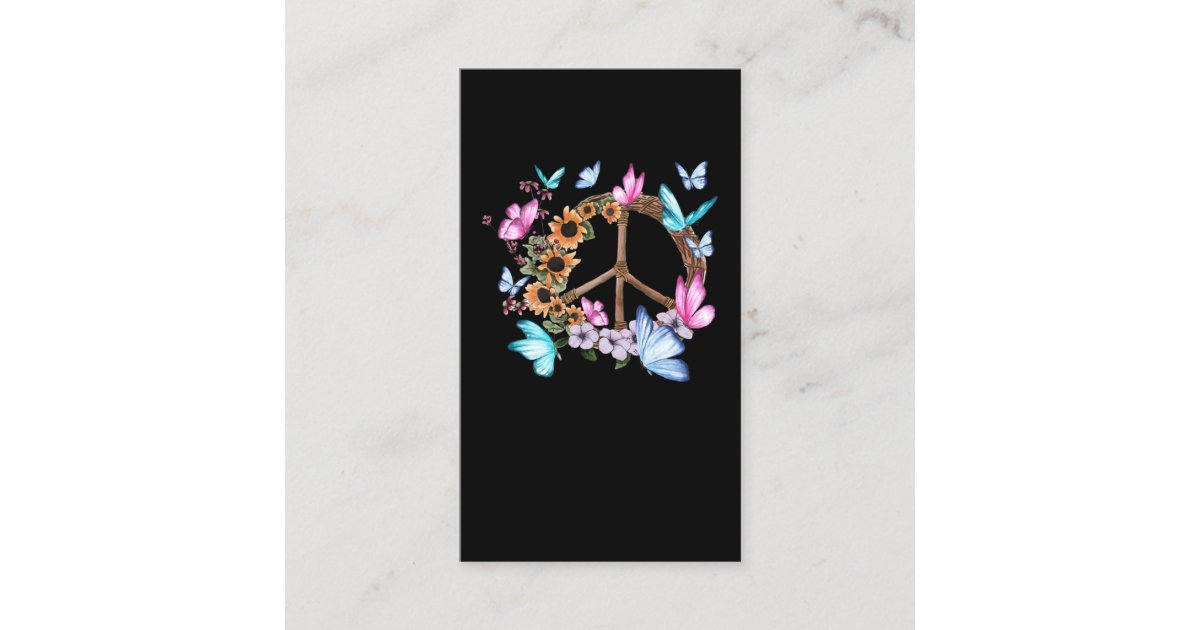 Butterfly Peace Sign Flowers Colorful Butterflies Business Card Zazzle 