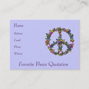 Butterfly Peace Symbol Business Card by orsobear at Zazzle