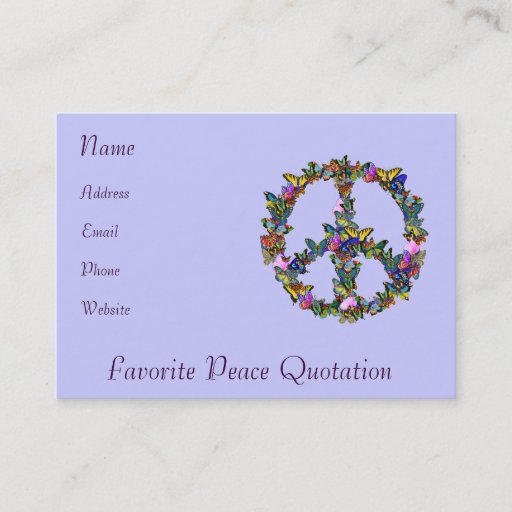 Customizable Butterfly Peace Symbol Business Card Template