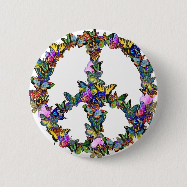 Butterfly Peace Symbol Button (Front)