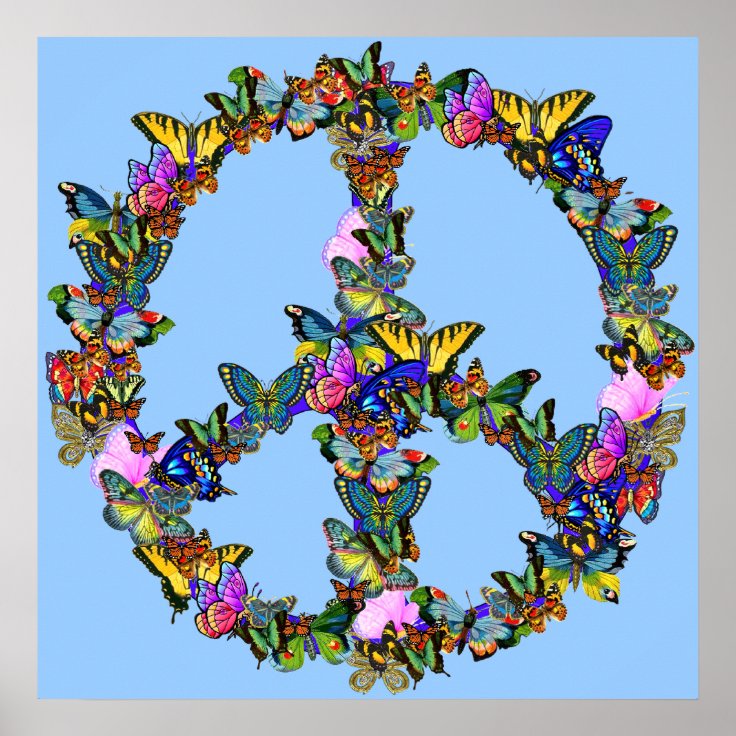 Butterfly Peace Symbol Poster Zazzle 