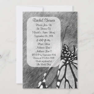 Butterfly Pencil Art Bridal Shower Invitation