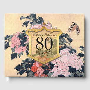 Butterfly Peonies 80th Birthday Celebration Guest Guest Book