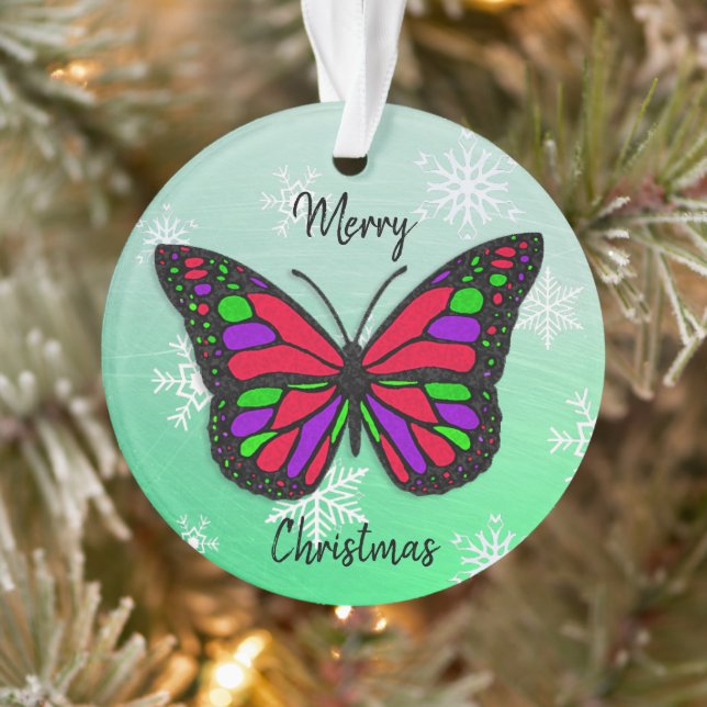 Butterfly Personal Message Christmas Keepsake Ornament (Tree)