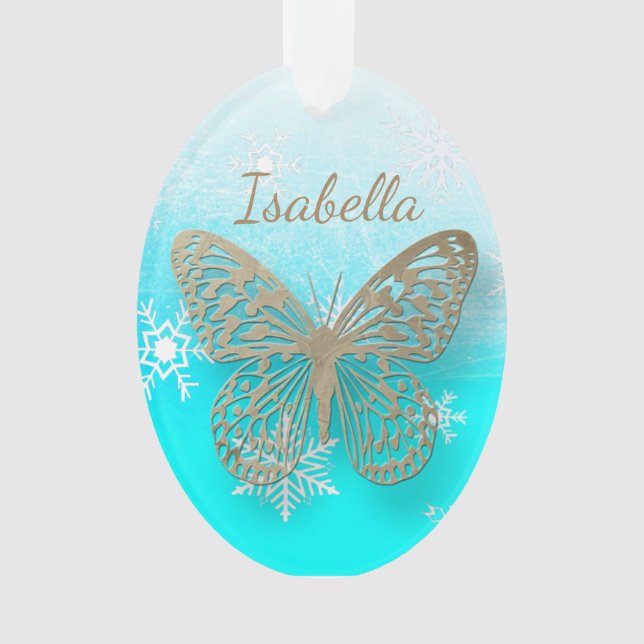 Butterfly Personal Message Christmas Keepsake Ornament (Front)