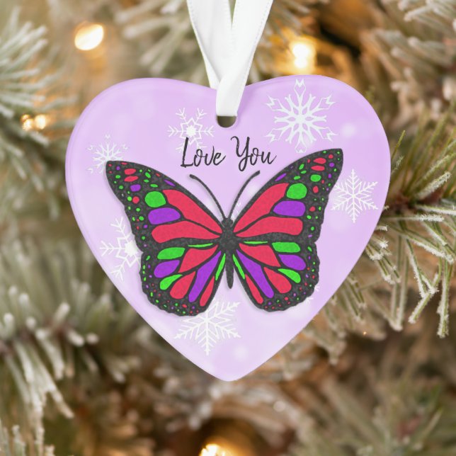 Butterfly Personal Message Christmas Keepsake Ornament (Tree)