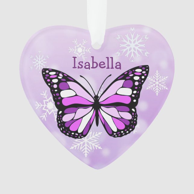 Butterfly Personal Message Christmas Keepsake Ornament (Front)