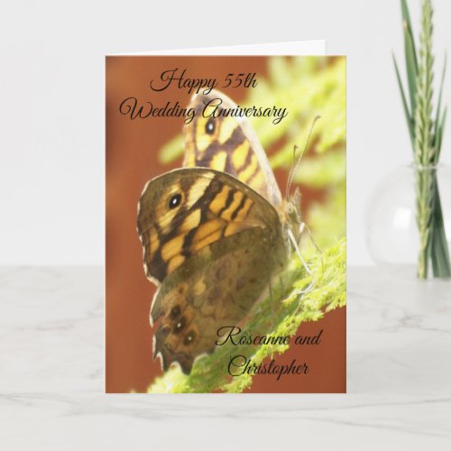 Butterfly Personalised 55th Wedding Anniversary Card