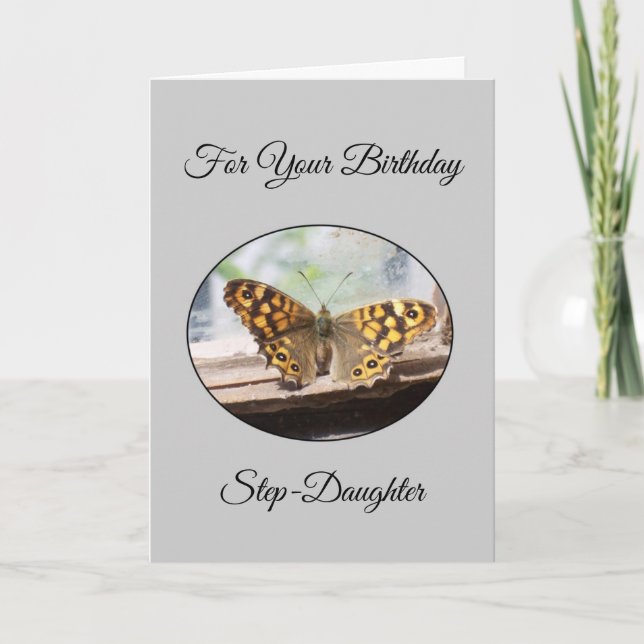 Butterfly Personalised Step Daughter Birthday Card (Front)