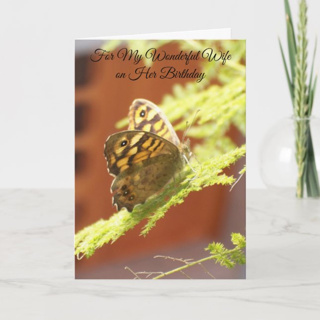 Butterfly Personalised Wife Birthday Card (Front)