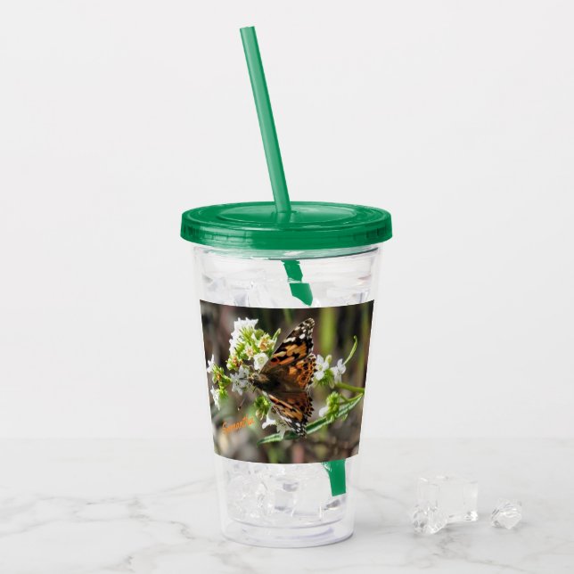 Butterfly Personalized Acrylic Tumbler (Front Ice)