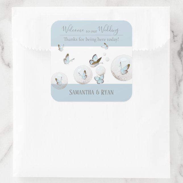 Butterfly Personalized Day of Wedding Stickers (Bag)