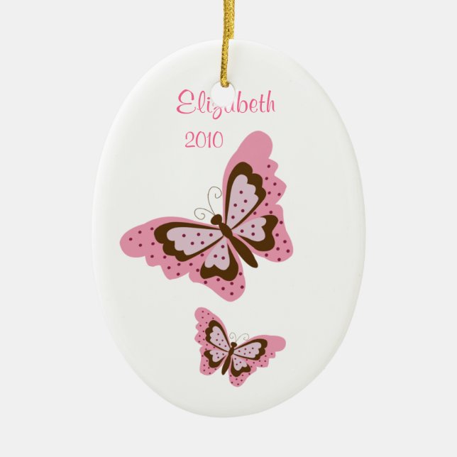 BUTTERFLY Personalized Name Christmas Ornament (Front)