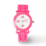 Butterfly Personalized Pink Glitter Watch at Zazzle