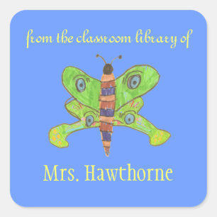 Butterfly personalized teacher bookplate