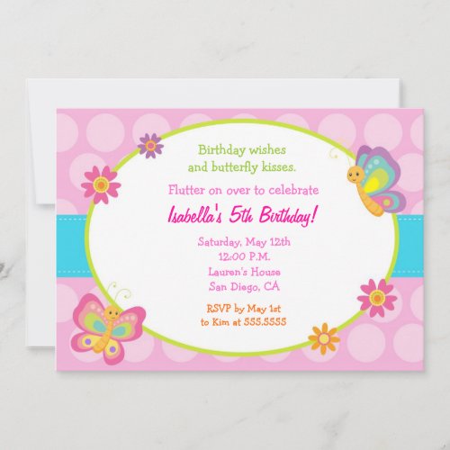 Butterfly Photo Birthday Invitation