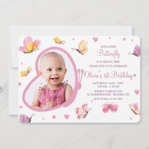 Butterfly Photo Frame Birthday Party Invitation