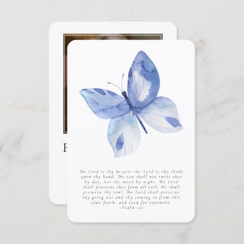 Butterfly Photo Funeral Prayer Card