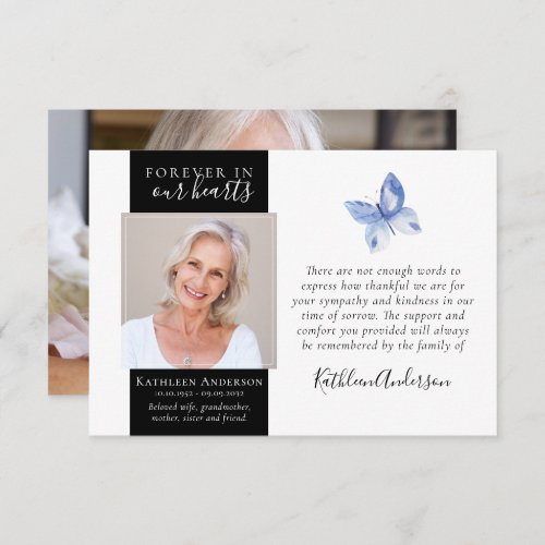 Butterfly Photo Funeral Thank You Card