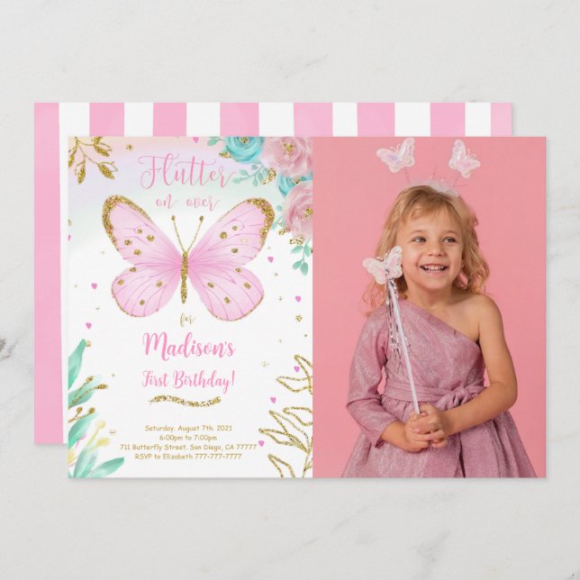 Butterfly Photo Invitation (Front/Back)