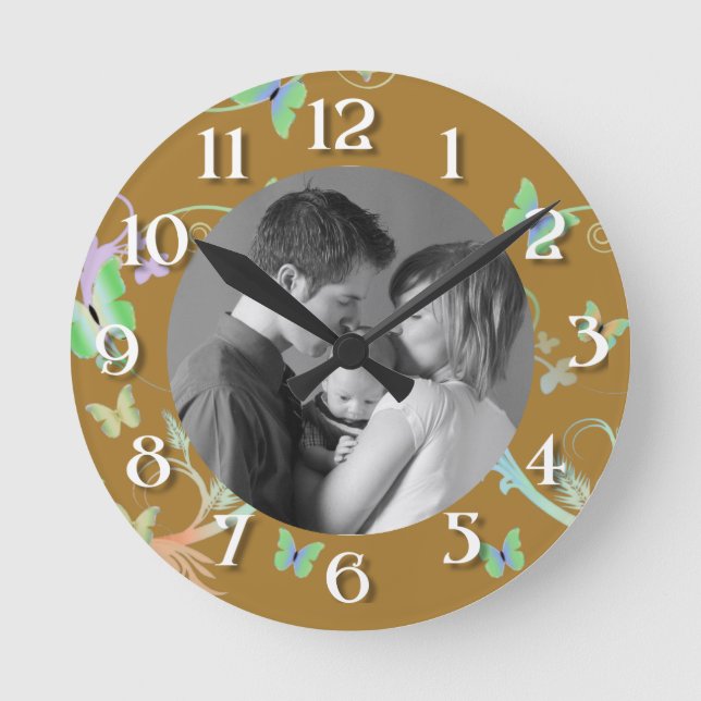 Butterfly/Photo Round Clock (Front)